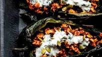 Stuffed Poblano Peppers with Lime Crema Stuffed Poblano Peppers with Lime Crema