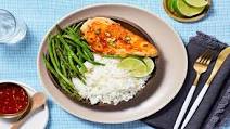 Sweet Chili Chicken With Garlic Rice and Roasted Green Beans Sweet Chili Chicken With Garlic Rice and Roasted Green Beans