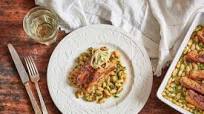 Pork belly with cannellini beans and salsa verde Pork belly with cannellini beans and salsa verde