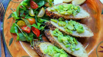 Fava Bean Bruschetta with Arugula-Lemon Salad Fava Bean Bruschetta with Arugula-Lemon Salad