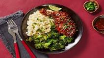 Sesame Hoisin Chicken Legs with Garlic Scallion Rice & Roasted Broccoli Sesame Hoisin Chicken Legs with Garlic Scallion Rice & Roasted Broccoli