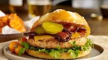 Alaskan Salmon Burger with Peppered Bacon Alaskan Salmon Burger with Peppered Bacon