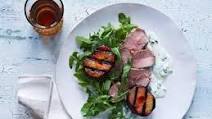 Grilled Pork Tenderloin and Plums with Creamy Goat Cheese Sauce Grilled Pork Tenderloin and Plums with Creamy Goat Cheese Sauce
