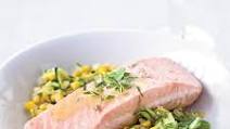 Poached Salmon with Corn and White Wine-Butter Sauce Poached Salmon with Corn and White Wine-Butter Sauce