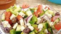 Vegan Greek salad with tofu feta cheese Vegan Greek salad with tofu feta cheese