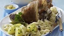 Schweinshaxe - German Hamhock with Sauerkraut and Boiled Potatoes Schweinshaxe - German Hamhock with Sauerkraut and Boiled Potatoes