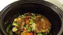 Rib Eye Steak and Vegetables Cooked in a Crock Pot-Slow Cooker Rib Eye Steak and Vegetables Cooked in a Crock Pot-Slow Cooker