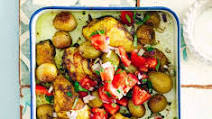 Curried chicken & new potato traybake Curried chicken & new potato traybake