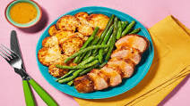 Mustard Apricot Pork Tenderloin with Parmesan Potatoes & Roasted Green Beans Mustard Apricot Pork Tenderloin with Parmesan Potatoes & Roasted Green Beans