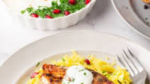Middle Eastern Saffron Rice with Baked Salmon Recipe Middle Eastern Saffron Rice with Baked Salmon Recipe