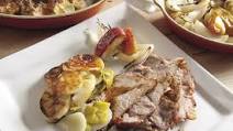 Boned Leg of Pork with Potato & Leek Gratin Boned Leg of Pork with Potato & Leek Gratin