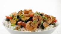 Spanish Garlic Shrimp Bowl with sofrito sauce and zucchini Spanish Garlic Shrimp Bowl with sofrito sauce and zucchini
