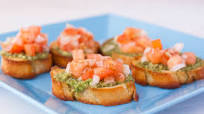 Bruschetta With Pesto, Tomatoes and Thingies. Bruschetta With Pesto, Tomatoes and Thingies.