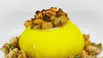 Patty Pan Squash Stuffed with Cajun White Beans Patty Pan Squash Stuffed with Cajun White Beans