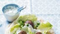 Cheat’s falafel wraps with tzatziki Cheat’s falafel wraps with tzatziki