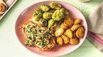 Creamy Mushroom Pork Chops with Crispy Potatoes and Brussels Sprouts Creamy Mushroom Pork Chops with Crispy Potatoes and Brussels Sprouts