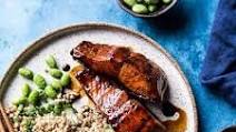 Caramelized Teriyaki Salmon with Sesame Toasted Buckwheat. Caramelized Teriyaki Salmon with Sesame Toasted Buckwheat.