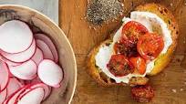 Caramelised tomato and goat's cheese bruschetta Caramelised tomato and goat's cheese bruschetta