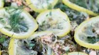 Salmon or Bluefish with Garlic, Herbs & Lemon Salmon or Bluefish with Garlic, Herbs & Lemon
