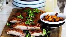 Roast confit pork belly with cumquat relish Roast confit pork belly with cumquat relish