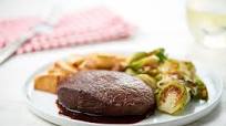 Sirloin Steak with Brown Butter Bordelaise with Brussels sprouts and roasted potatoes Sirloin Steak with Brown Butter Bordelaise with Brussels sprouts and roasted potatoes