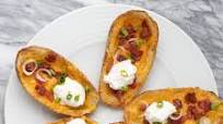 Loaded Baked Potato Skins With Cheese and Bacon Loaded Baked Potato Skins With Cheese and Bacon