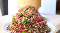 Nqaj nyuj qhaa zum: Shredded Smoked beef w/ tomatoes and herbs Nqaj nyuj qhaa zum: Shredded Smoked beef w/ tomatoes and herbs