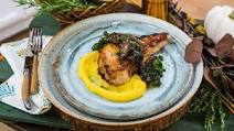 David Rose - Pan-Seared Pork Chop with Portobello Wine Sauce & Acorn Squash Purée David Rose - Pan-Seared Pork Chop with Portobello Wine Sauce & Acorn Squash Purée