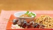Grilled Beef Satay with Asian Lo Mein Grilled Beef Satay with Asian Lo Mein