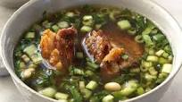 Asian broth with crisp pork belly Asian broth with crisp pork belly