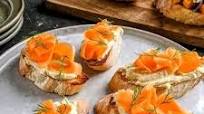 Parsnip & white bean hummus pincho with pickled carrot Parsnip & white bean hummus pincho with pickled carrot
