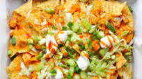 Easy Sheet Pan Vegan Buffalo Chicken Nachos (Gluten-Free, Allergy-Free) Easy Sheet Pan Vegan Buffalo Chicken Nachos (Gluten-Free, Allergy-Free)