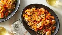 Italian-Style Shrimp & Sweet Peppers over Fregola Sarda Pasta Italian-Style Shrimp & Sweet Peppers over Fregola Sarda Pasta