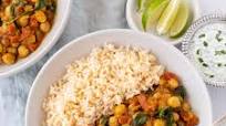 Spicy Chickpea Stew (Chana Masala) with Rice & Cilantro-Lime Raita Spicy Chickpea Stew (Chana Masala) with Rice & Cilantro-Lime Raita