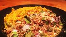 Thai Smokey Red Curry and Peanut Pork Mince with Turmeric Rice Thai Smokey Red Curry and Peanut Pork Mince with Turmeric Rice