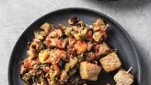 Air-Fryer Swordfish Skewers with Tomato-Scallion Caponata Air-Fryer Swordfish Skewers with Tomato-Scallion Caponata