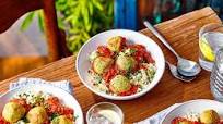 Tomato falafel traybake with lemony couscous Tomato falafel traybake with lemony couscous