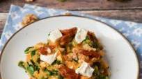 Low FODMAP sweet potato mash with spinach and goat cheese Low FODMAP sweet potato mash with spinach and goat cheese