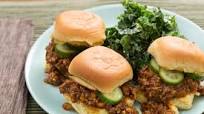 Chicken Sloppy Joe Sliders with Kale Slaw & Homemade Pickles Chicken Sloppy Joe Sliders with Kale Slaw & Homemade Pickles