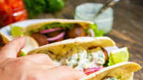 Falafel Gyro With Vegan Tzatziki Falafel Gyro With Vegan Tzatziki