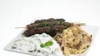 Ground Lamb Kofto Kebabs with Pomegranate Glaze, Bengali-Spiced Potatoes and Persian Cucumber Raita Ground Lamb Kofto Kebabs with Pomegranate Glaze, Bengali-Spiced Potatoes and Persian Cucumber Raita