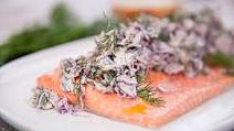 Slow Cooked Ocean Trout with Red Brussels Sprout Salad Slow Cooked Ocean Trout with Red Brussels Sprout Salad