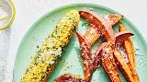 BBQ Pork Chops with Herb-Butter Corn and Sweet Potatoes Recipe BBQ Pork Chops with Herb-Butter Corn and Sweet Potatoes Recipe