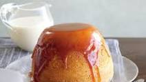 Steamed vanilla sponge with butterscotch sauce & custard Steamed vanilla sponge with butterscotch sauce & custard