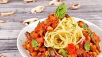 Portuguese Truffled Spaghetti With Chickpeas, Pimentão, and Mushrooms Portuguese Truffled Spaghetti With Chickpeas, Pimentão, and Mushrooms