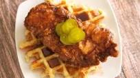 Hot Chicken and Jalapeño Bacon Cheddar Waffle Hot Chicken and Jalapeño Bacon Cheddar Waffle