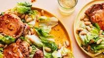 Hot Honey Pork Chops with Escarole and White Beans Recipe Hot Honey Pork Chops with Escarole and White Beans Recipe