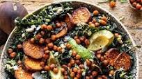 Kale Caesar Salad with Sweet Potatoes and Crispy Chickpeas Kale Caesar Salad with Sweet Potatoes and Crispy Chickpeas