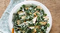 Kale and Spinach Caesar Salad with Roasted Chicken and Crispy Chickpeas Kale and Spinach Caesar Salad with Roasted Chicken and Crispy Chickpeas