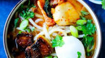 Sweet & Spicy Korean Pork Belly Udon Soup Sweet & Spicy Korean Pork Belly Udon Soup